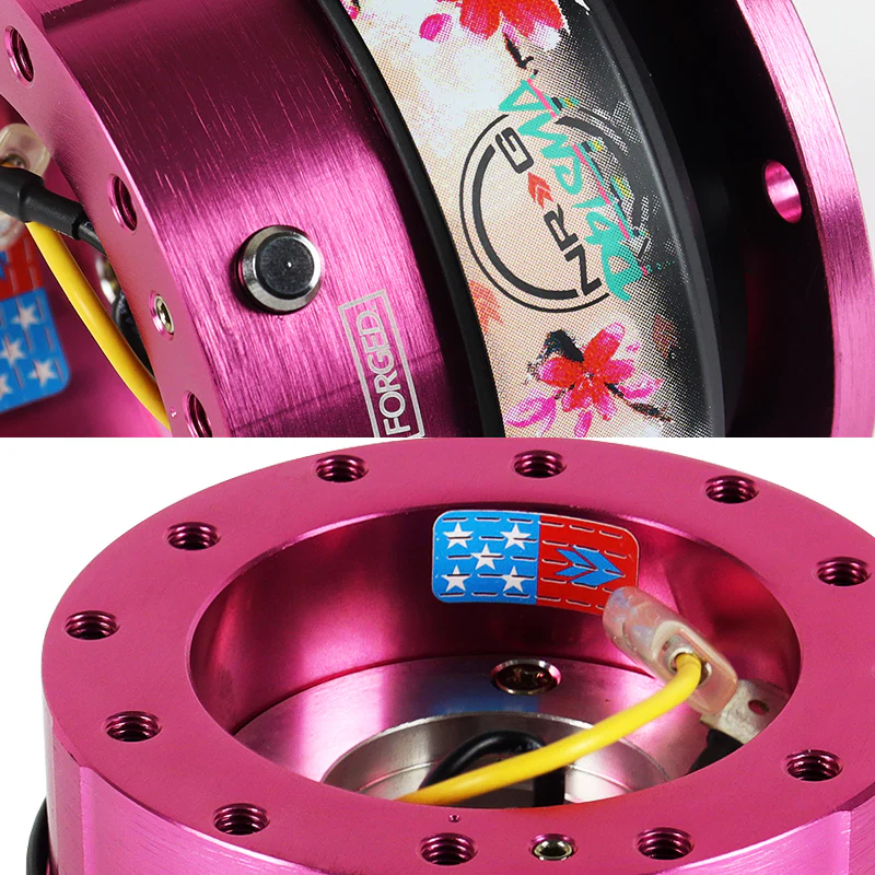 NRG Pink Aluminum Ball Lock 6-Bolt Steering Wheel Gen 2.0 Quick Release Adapter -SRK-200PK-SAKURA - Image 4