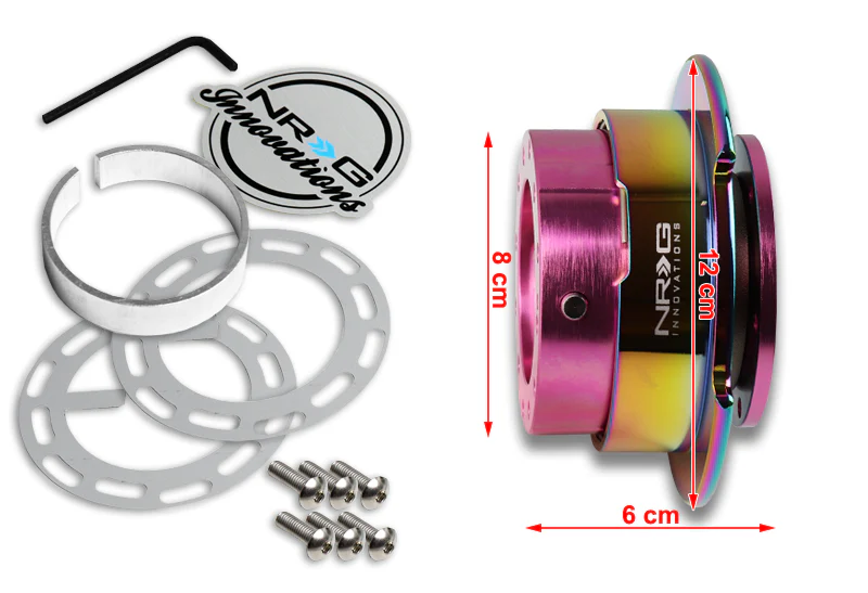 NRG Pink Body Neo Chrome Ring Aluminum 6-Bolt Steering Wheel Gen 2.5 Quick Release Adapter -SRK-250PK-MC - Image 2