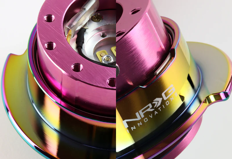 NRG Pink Body Neo Chrome Ring Aluminum 6-Bolt Steering Wheel Gen 2.5 Quick Release Adapter -SRK-250PK-MC - Image 3