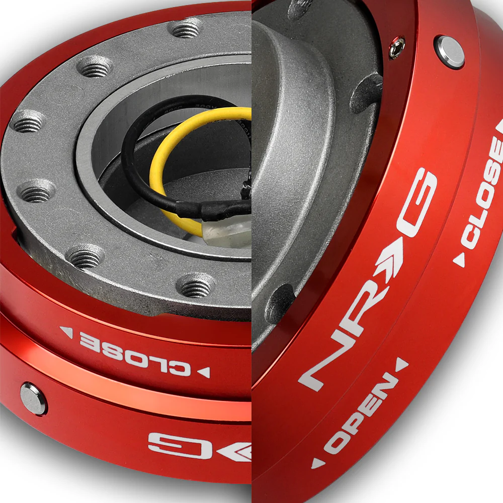 NRG Red Aluminum 1.25 Thin 6-Bolt Steering Wheel Universal Short Hub Adapter Quick Release Spacer -SRK-400RD - Image 2