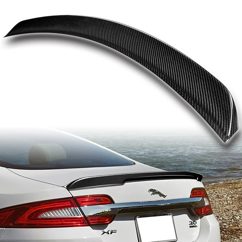 OE-Style Rear Trunk Lip Duckbill Spoiler Wing For 2009-2015 Jaguar XF Sedan -Real Carbon Fiber - Image 6