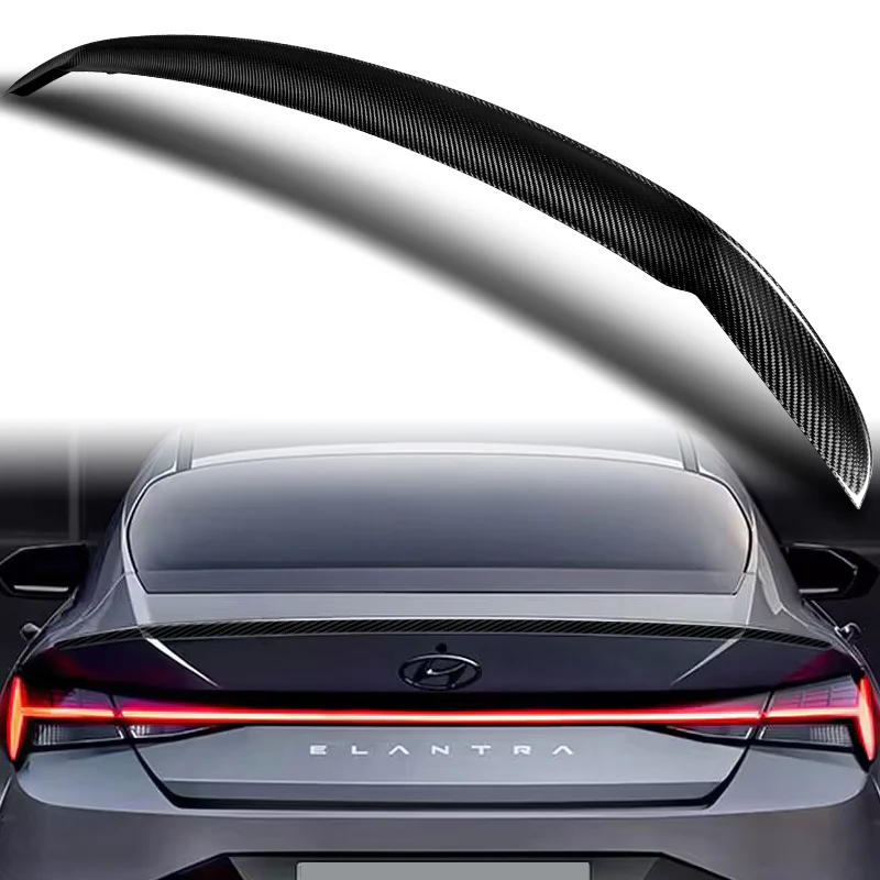 OE-Style Rear Trunk Lip Duckbill Spoiler Wing For 2021-2025 Hyundai Elantra -Real Carbon Fiber - Image 6