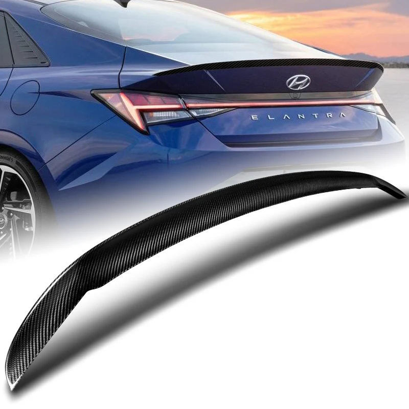 OE-Style Rear Trunk Lip Duckbill Spoiler Wing For 2021-2025 Hyundai Elantra -Real Carbon Fiber - Image 7