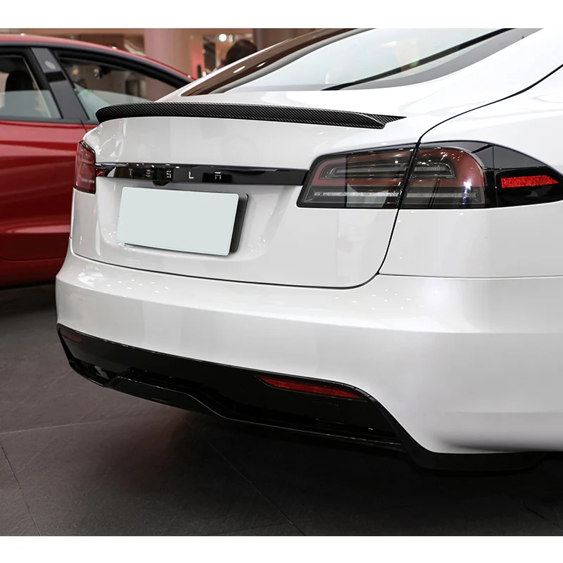 OE-Style Rear Trunk Lip Spoiler Wing For 2012-2024 Tesla Model S -Matte Carbon Fiber - Image 7
