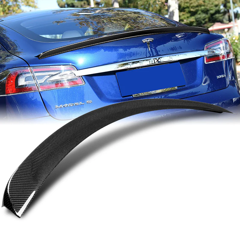 OE-Style Rear Trunk Lip Spoiler Wing For 2012-2024 Tesla Model S -Real Carbon Fiber - Image 5