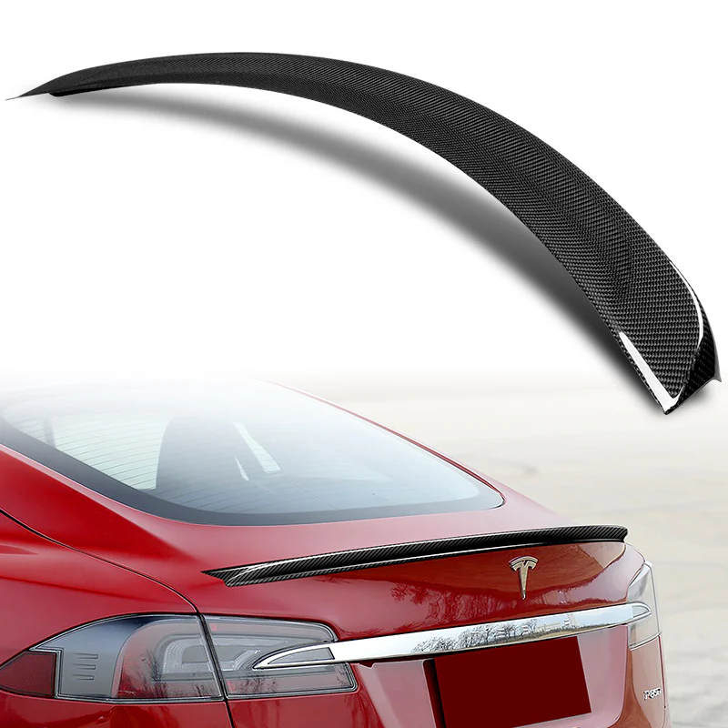 OE-Style Rear Trunk Lip Spoiler Wing For 2012-2024 Tesla Model S -Real Carbon Fiber - Image 6
