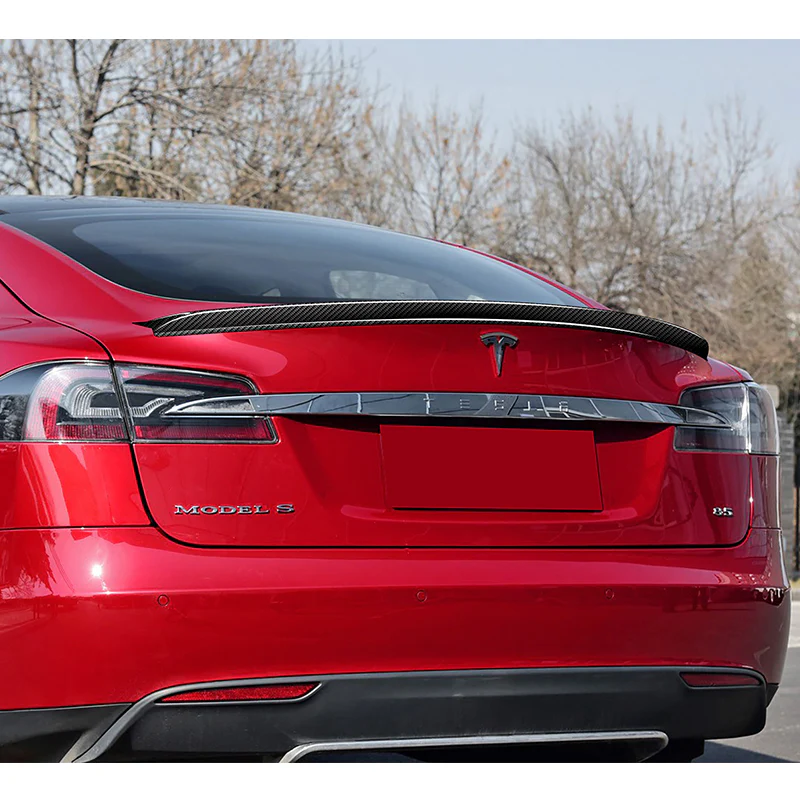 OE-Style Rear Trunk Lip Spoiler Wing For 2012-2024 Tesla Model S -Real Carbon Fiber - Image 7