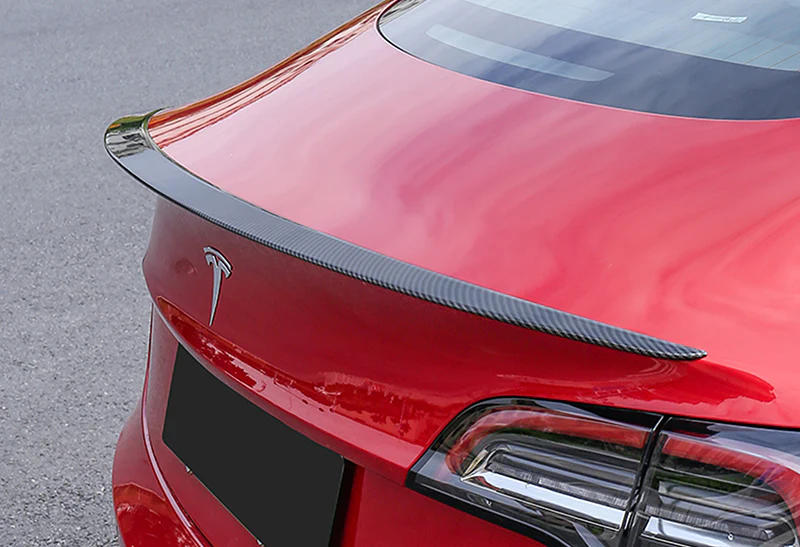 OE-Style Rear Trunk Lip Spoiler Wing For 2017-2023 Tesla Model 3 -Real Carbon Fiber - Image 4