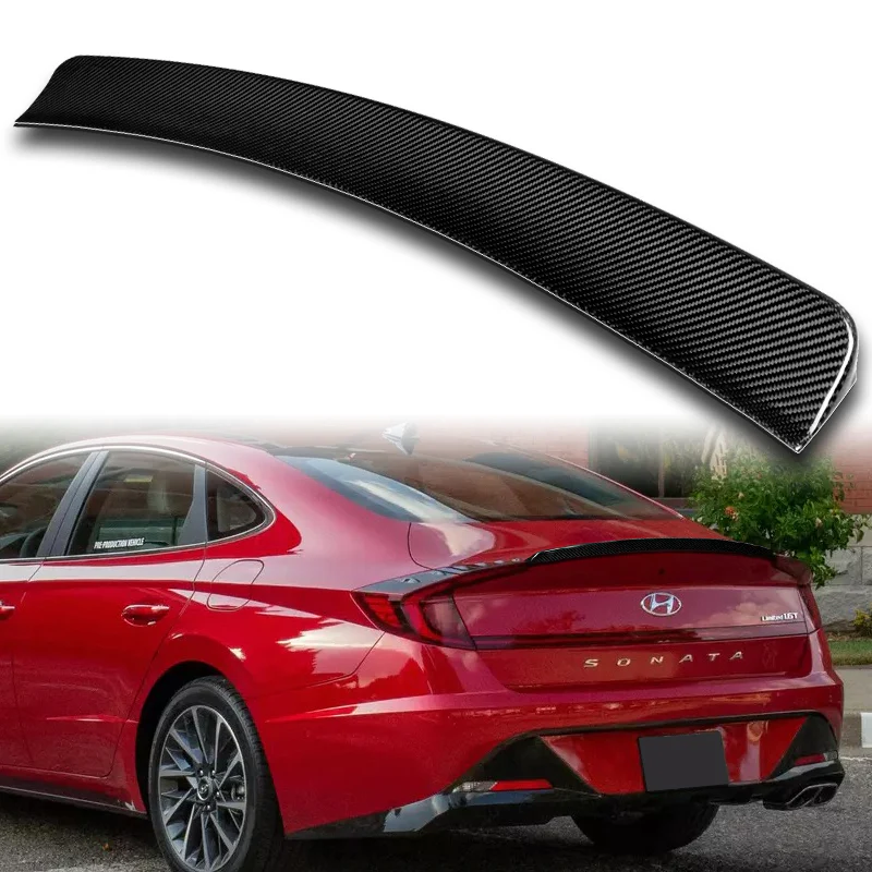 OE-Style Rear Trunk Lip Spoiler Wing For 2020-2023 Hyundai Sonata -Real Carbon Fiber - Image 7