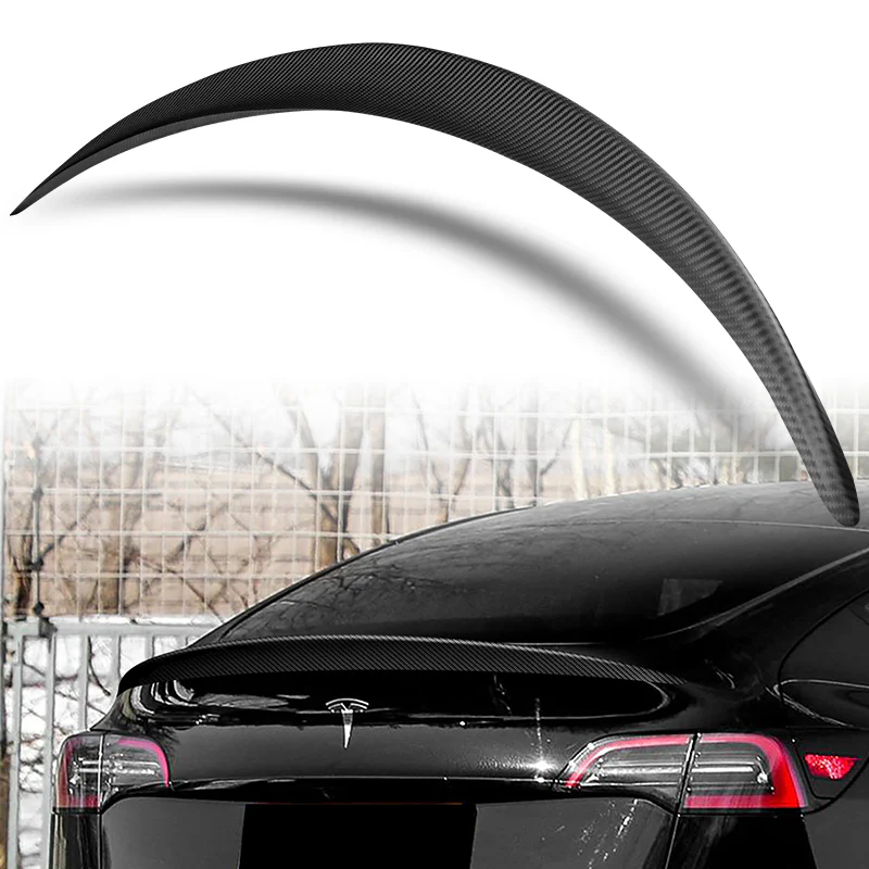OE-Style Rear Trunk Lip Spoiler Wing For 2020-2024 Tesla Model Y -Matte Carbon Fiber - Image 5