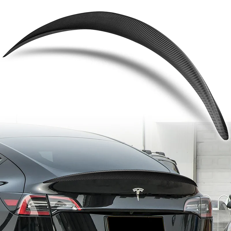 OE-Style Rear Trunk Lip Spoiler Wing For 2020-2024 Tesla Model Y -Matte Carbon Fiber - Image 7