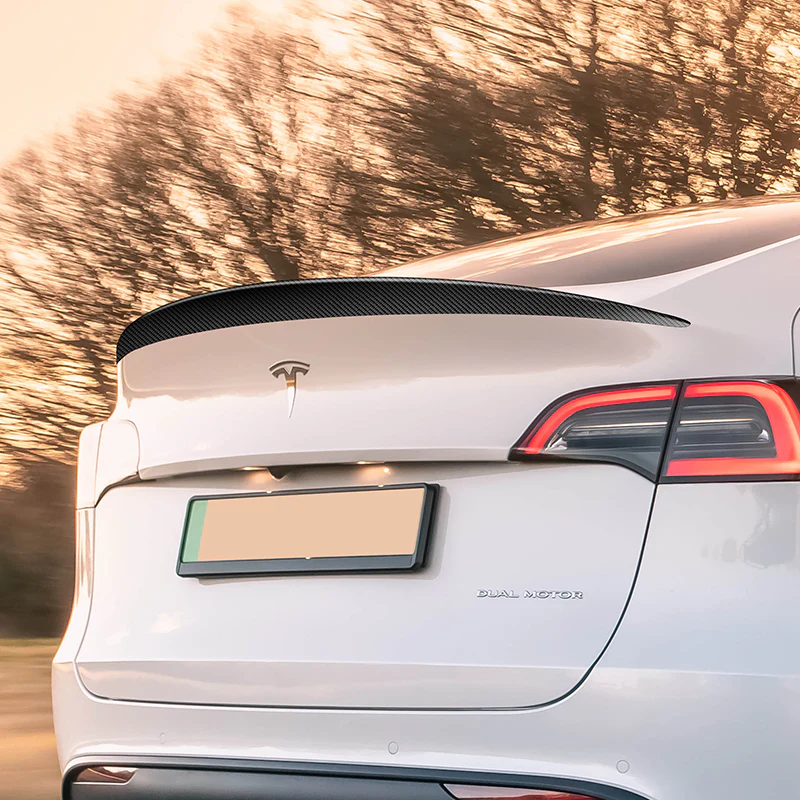 OE-Style Rear Trunk Lip Spoiler Wing For 2020-2024 Tesla Model Y -Matte Carbon Fiber - Image 8