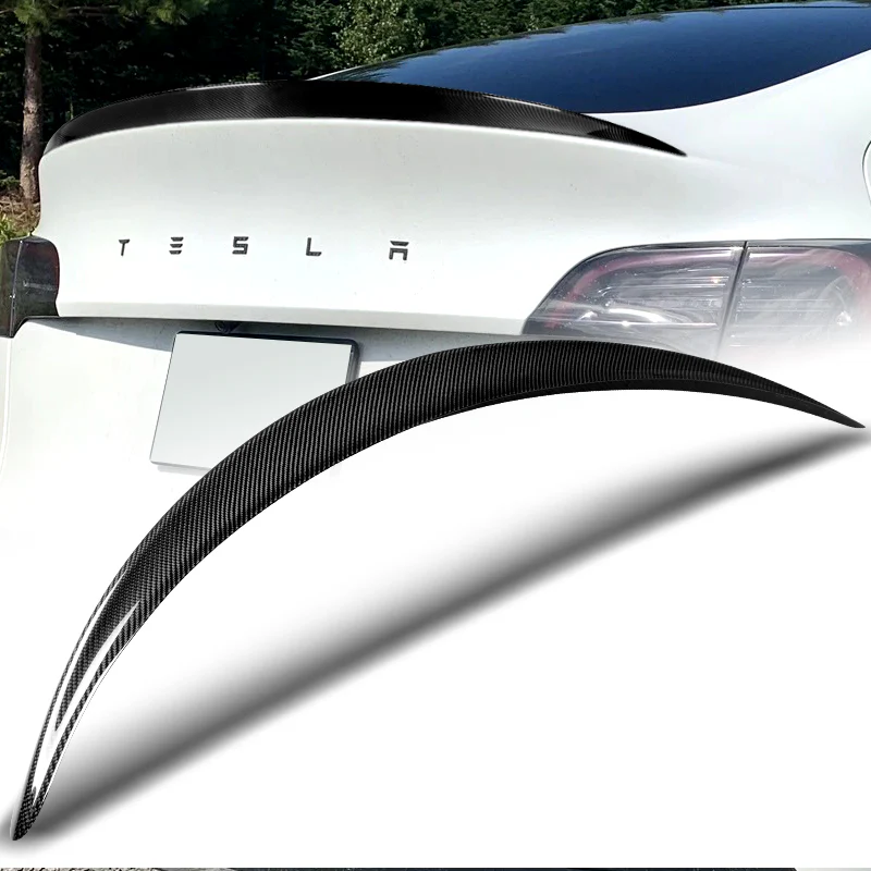 OE-Style Rear Trunk Lip Spoiler Wing For 2020-2024 Tesla Model Y -Real Carbon Fiber - Image 6