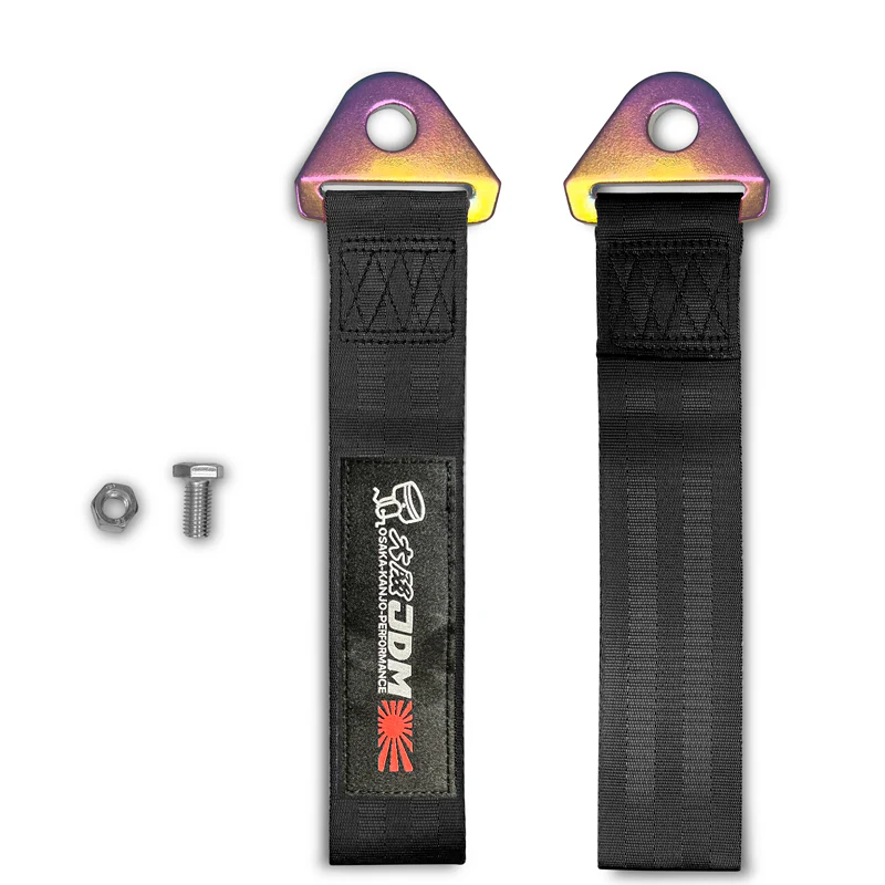 OSAKA Racing JDM Honda Drift Rally Sports NEO CHROME HIGH STRENGTH Tow Strap for Front / Rear Bumper - Image 2