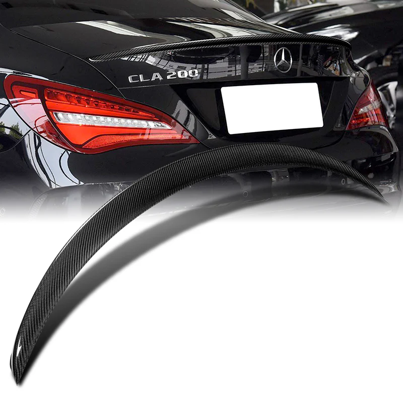 P-Style Rear Trunk Lip Duckbill Spoiler Wing For 2013-2019 Mercedes-Benz CLA-Class W117 4-DR / Sedan -Real Carbon Fiber - Image 9