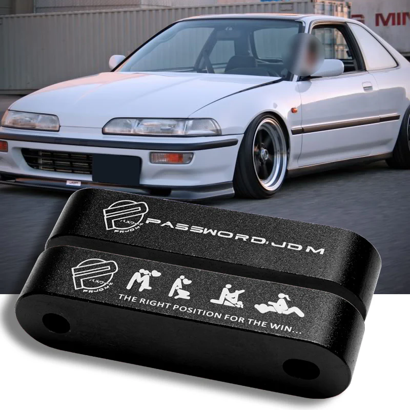 Password JDM Black Combo Hood Vent Spacer Risers with Keychain For 90-01 Integra 88-15 Civic - Image 8