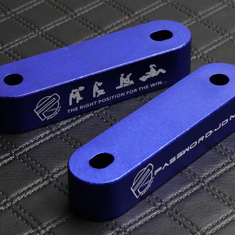Password JDM Blue Combo Hood Vent Spacer Risers with Keychain For 90-01 Integra 88-15 Civic - Image 7
