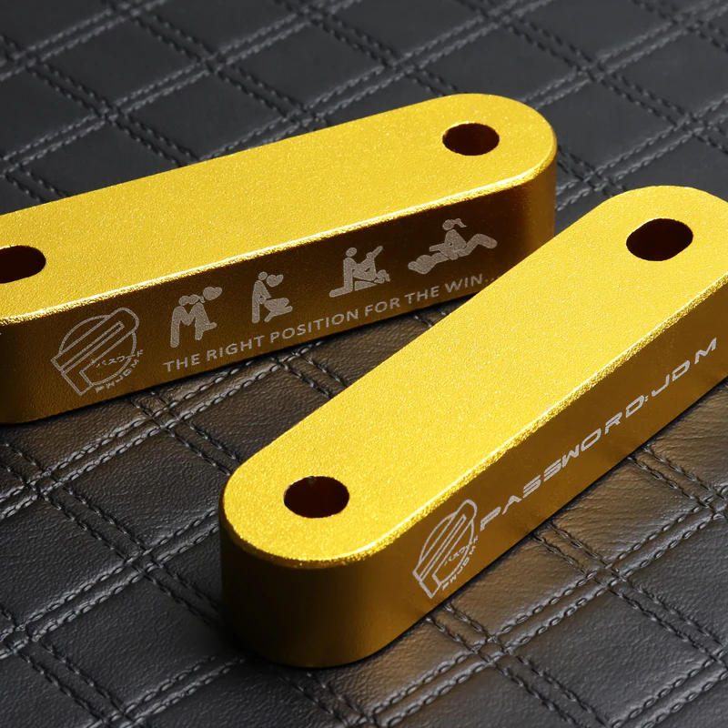 Password JDM Gold Combo Hood Vent Spacer Risers with Keychain For 90-01 Integra 88-15 Civic - Image 2