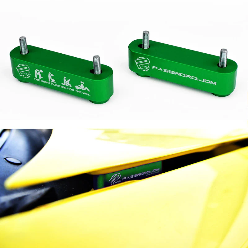 Password JDM Green Combo Hood Vent Spacer Risers with Keychain For 90-01 Integra 88-15 Civic - Image 4