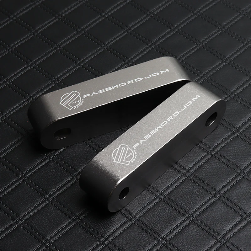 Password JDM Gun Metal Combo Hood Vent Spacer Risers with Keychain For 90-01 Integra 88-15 Civic - Image 2