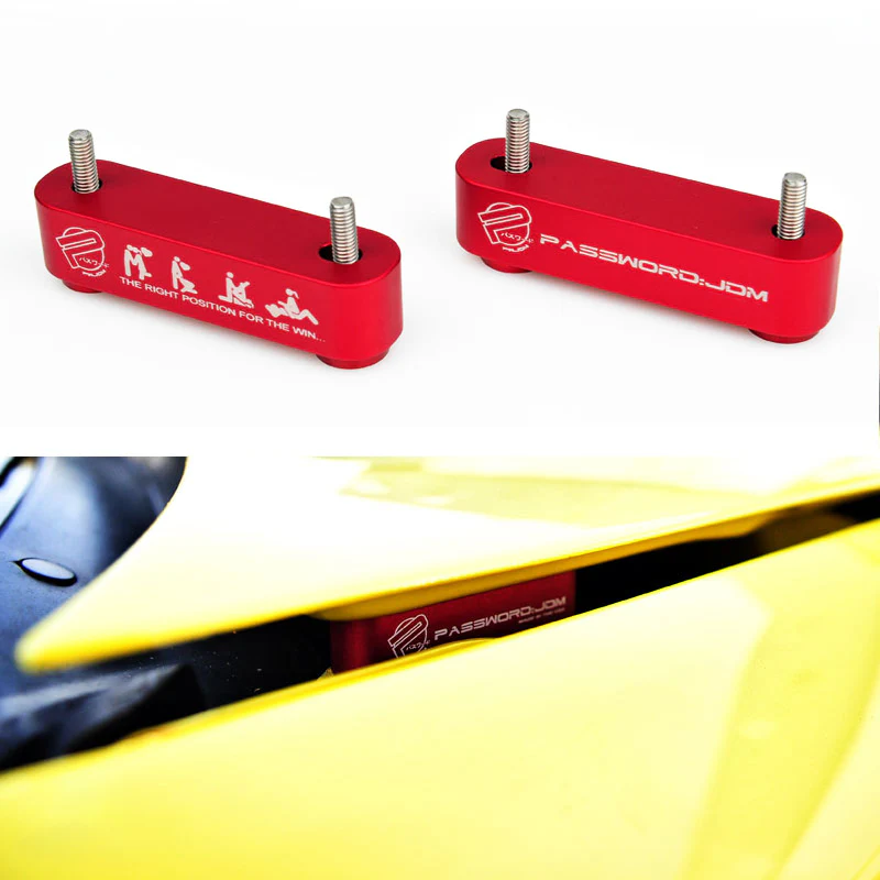 Password JDM Red Combo Hood Vent Spacer Risers with Keychain For 90-01 Integra 88-15 Civic - Image 5