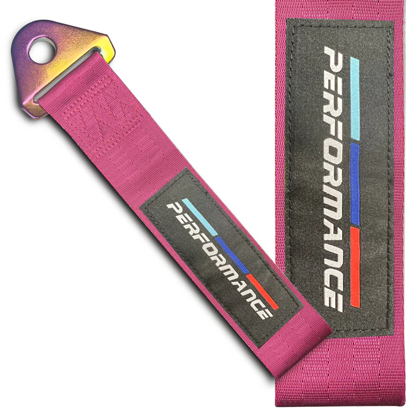 PERFORMANCE RACING Drift Rally Sports NEO CHROME HIGH STRENGTH Pink Tow Strap for Front / Rear Bumper - Image 6