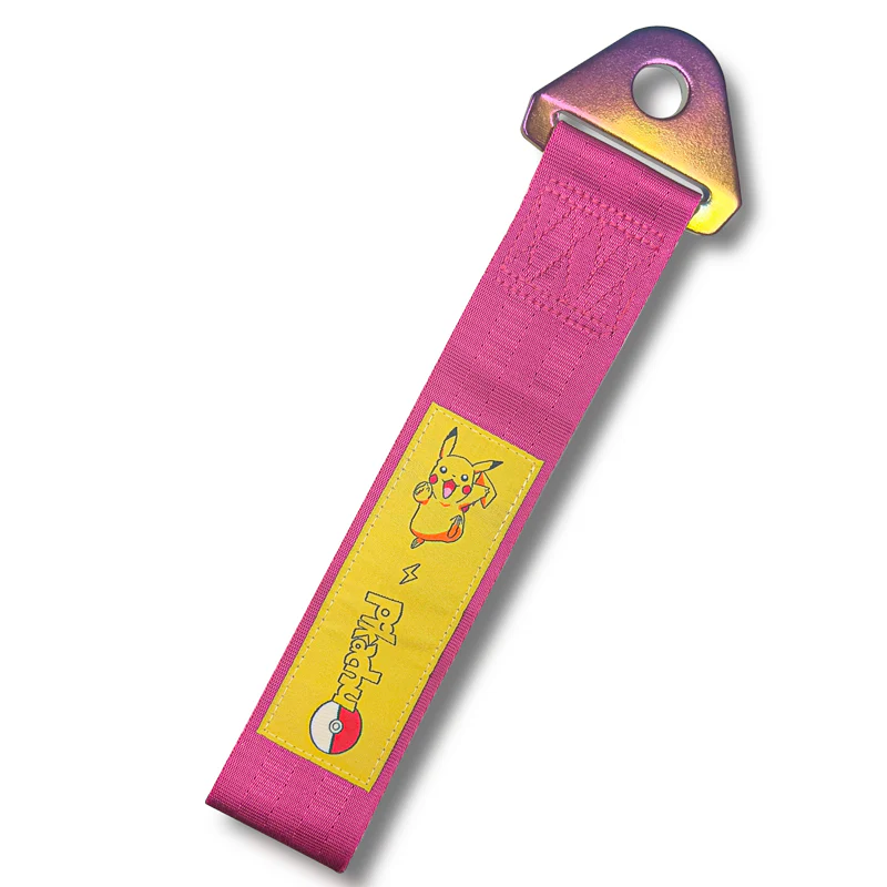 PIKACHU RACING Drift Rally Sports NEO CHROME HIGH STRENGTH Pink Tow Strap for Front / Rear Bumper - Image 10