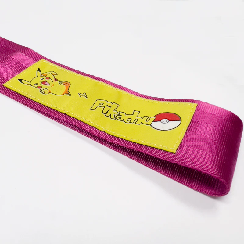 PIKACHU RACING Drift Rally Sports NEO CHROME HIGH STRENGTH Pink Tow Strap for Front / Rear Bumper - Image 4