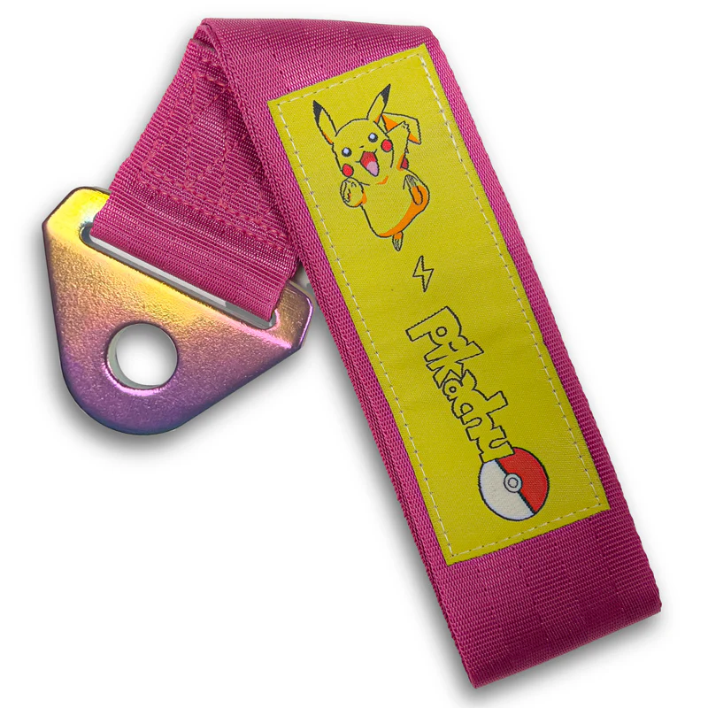 PIKACHU RACING Drift Rally Sports NEO CHROME HIGH STRENGTH Pink Tow Strap for Front / Rear Bumper - Image 7
