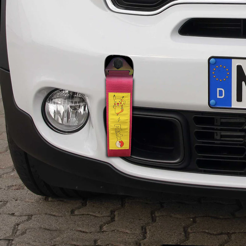PIKACHU RACING Drift Rally Sports NEO CHROME HIGH STRENGTH Pink Tow Strap for Front / Rear Bumper - Image 9