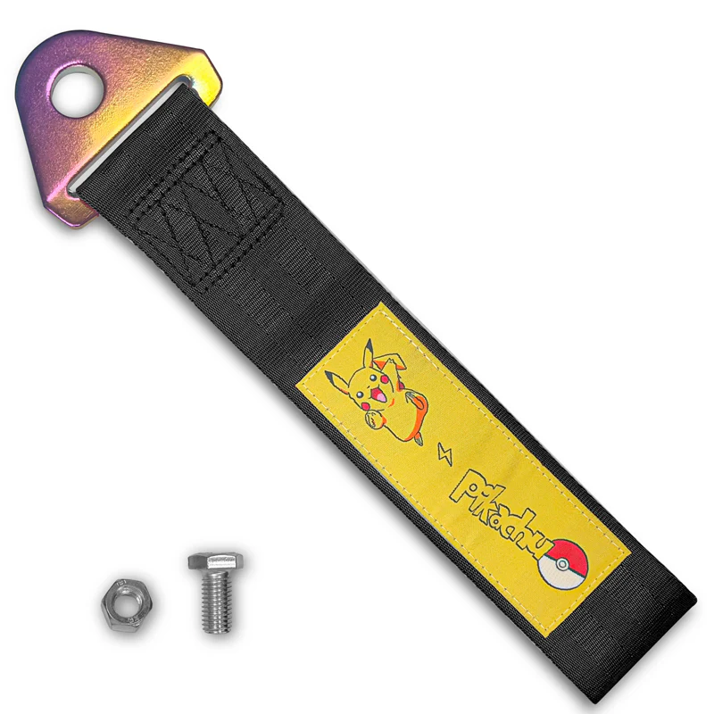 PIKACHU RACING Drift Rally Sports NEO CHROME HIGH STRENGTH Tow Strap for Front / Rear Bumper - Image 2
