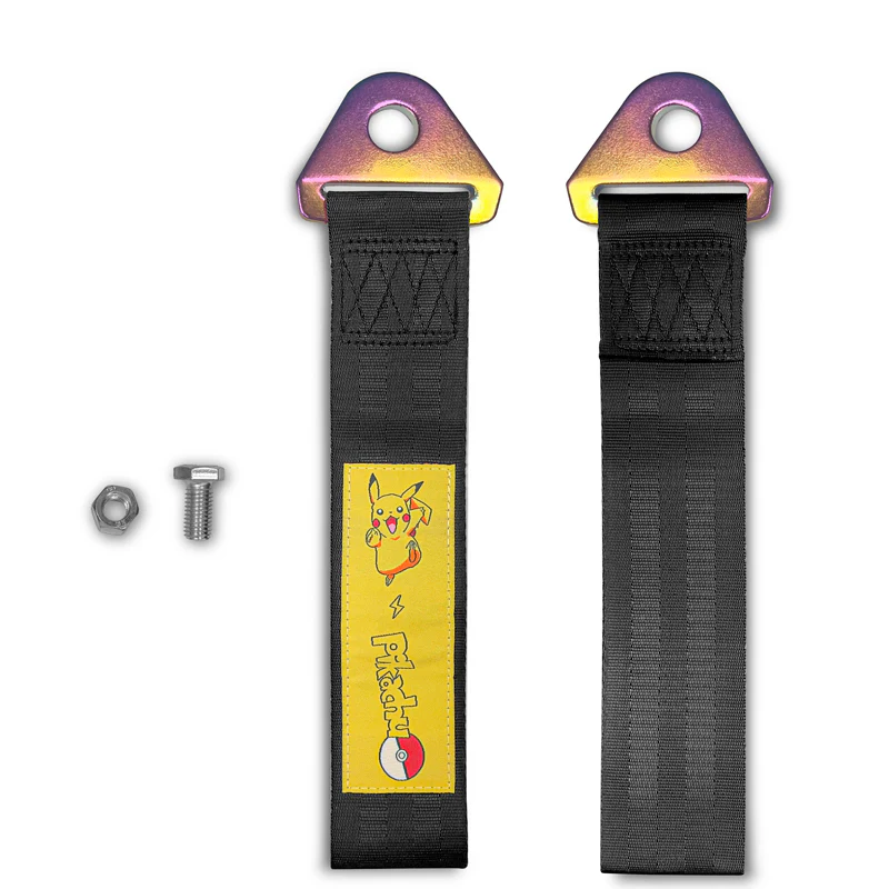 PIKACHU RACING Drift Rally Sports NEO CHROME HIGH STRENGTH Tow Strap for Front / Rear Bumper - Image 3