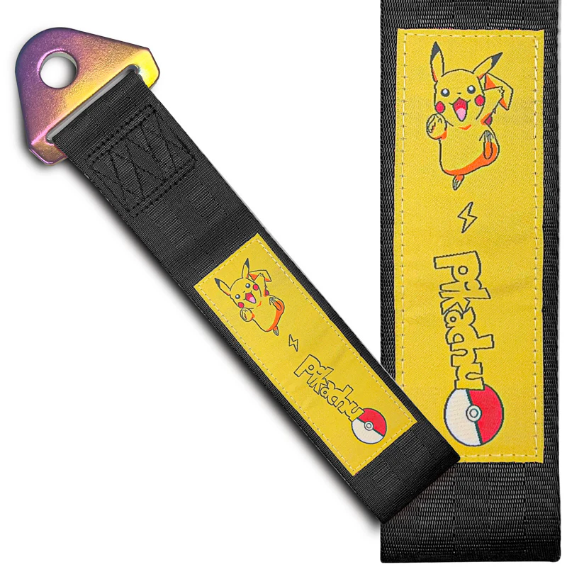 PIKACHU RACING Drift Rally Sports NEO CHROME HIGH STRENGTH Tow Strap for Front / Rear Bumper - Image 5