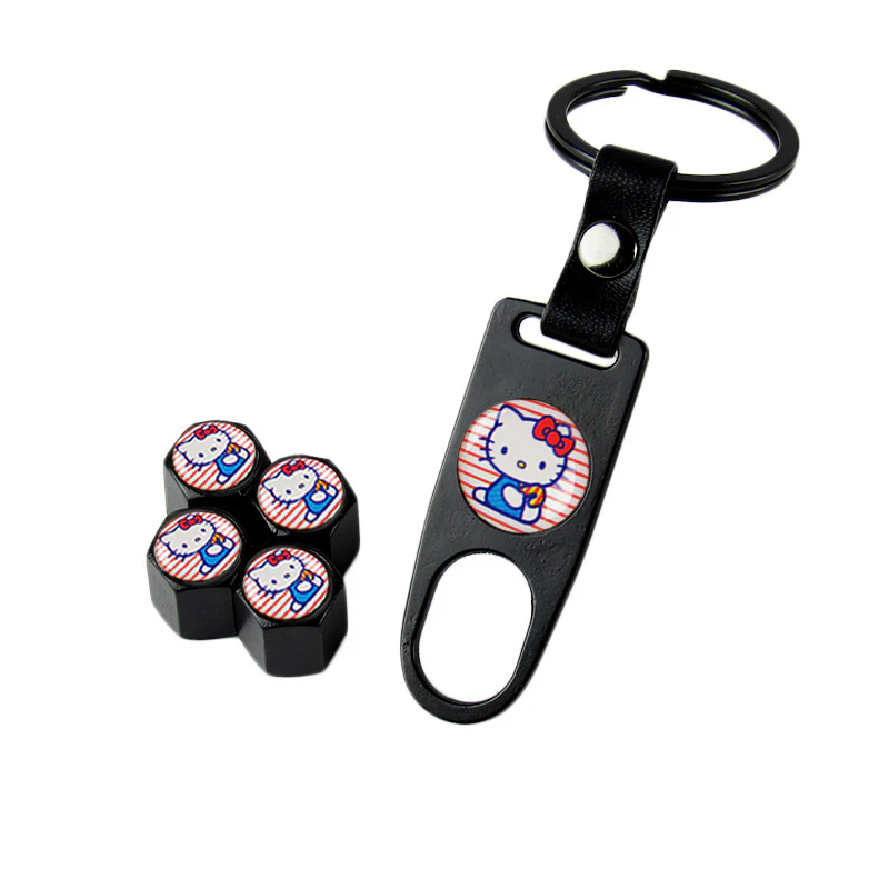 Pink Hello Kitty Car Wheel Tire Valves Dust Stem Air Caps Keychain Emblem KEY FOB Set - US SELLER - Image 6
