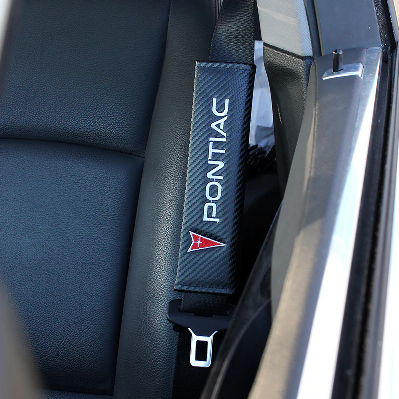 PONTIAC Set of Car 15" Steering Wheel Cover Carbon Fiber Style Leather with Seat Belt Covers - Image 5
