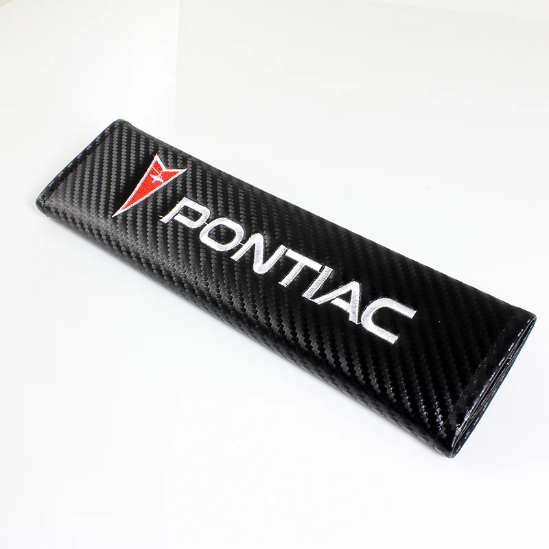 PONTIAC Set of Car 15" Steering Wheel Cover Carbon Fiber Style Leather with Seat Belt Covers - Image 7