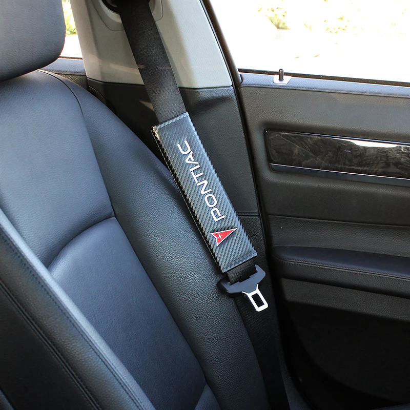 PONTIAC Set of Car 15" Steering Wheel Cover Carbon Fiber Style Leather with Seat Belt Covers - Image 9