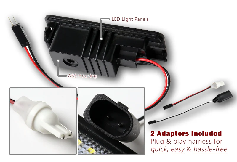 Volkswagen VW GTI / Golf / Rabbit / CC / New Beetle / Scirocco White 18-SMD 6000K LED License Plate Lights (2pcs) - Image 2