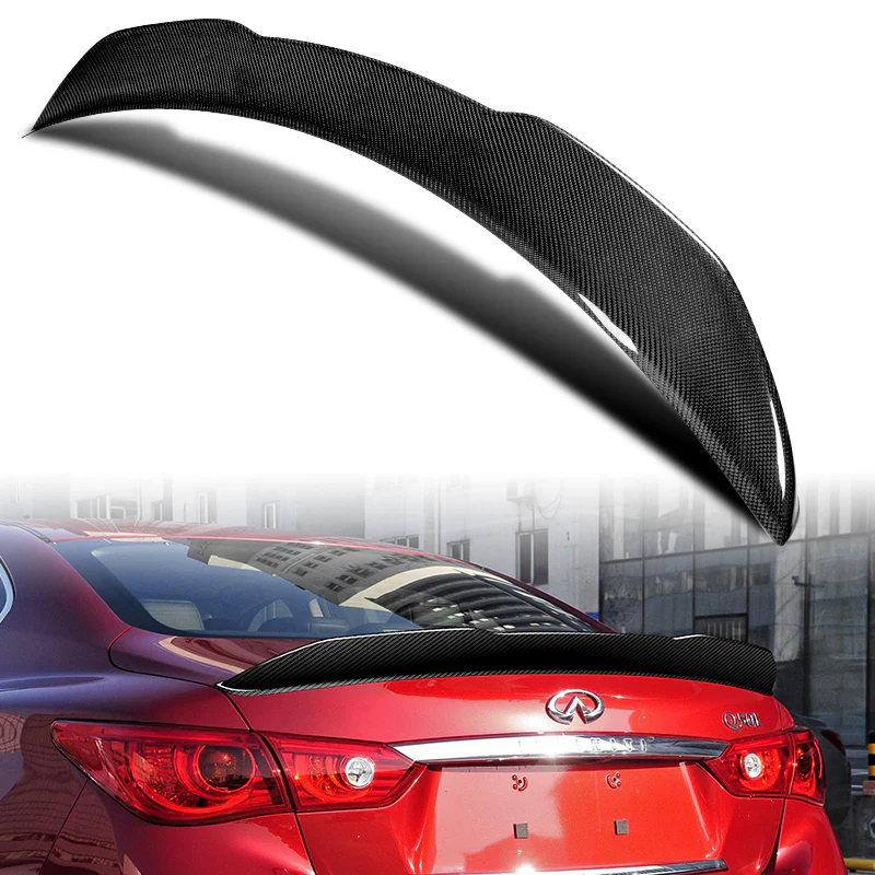 PSM-Style Rear Trunk Lip Duckbill Spoiler Wing For 2014-2022 Infiniti Q50 4-DR / Sedan -Real Carbon Fiber - Image 6