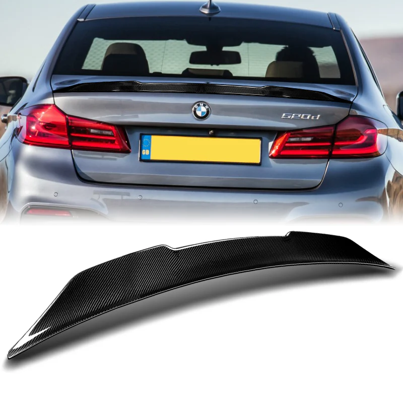 PSM-Style Rear Trunk Lip Duckbill Spoiler Wing For 2017-2021 BMW F90 M5 5-Series 4-DR / Sedan -Real Carbon Fiber - Image 5