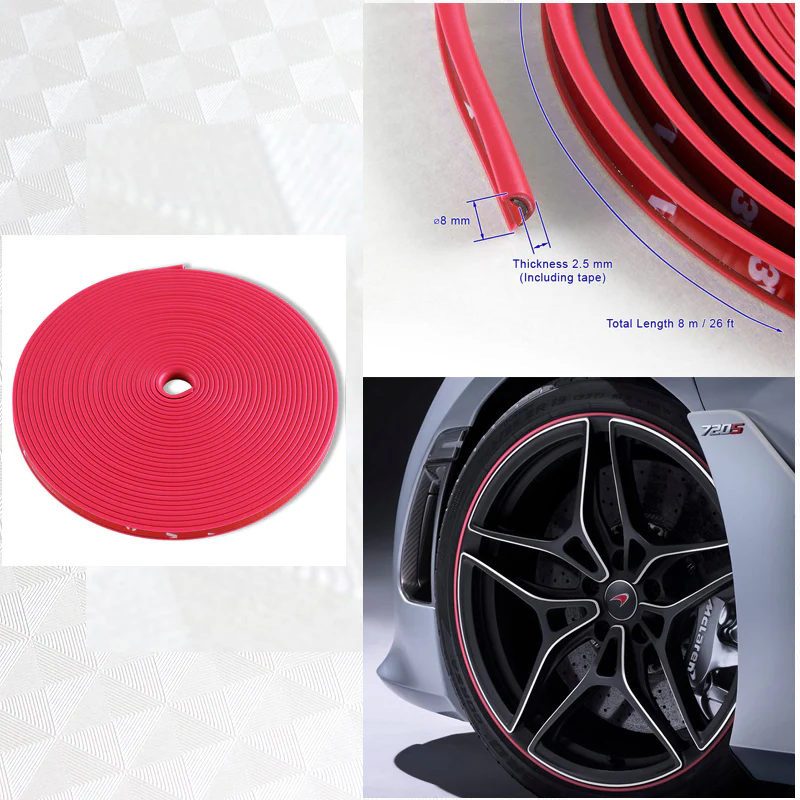 Purple 32.8 ft Interior Edge Gap Line Moulding Trim Molding Strip & Magenta Fuchsia Pink Rim Protector Set Auto Car Décor - Image 2