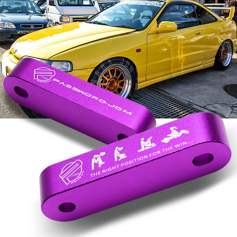 Purple Combo Password JDM Hood Vent Spacer Risers with Keychain For 90-01 Integra 88-15 Civic - Image 2