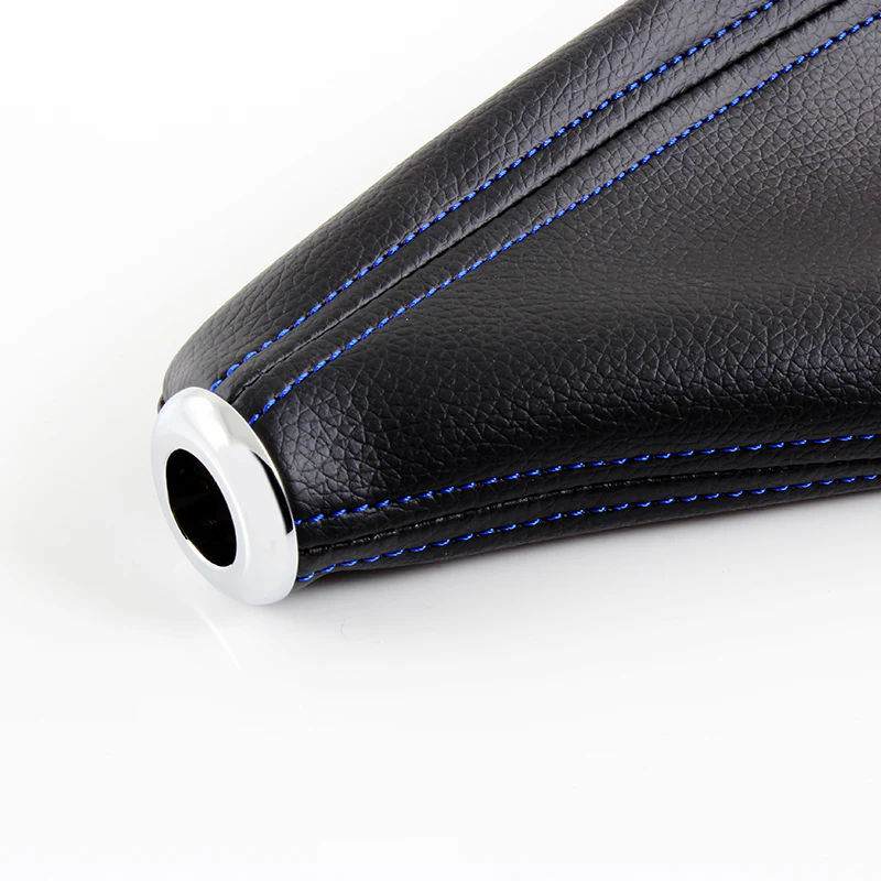 Toyota TRD Black PVC Leather Shifter Boot Cover with Blue Stitches - Image 3