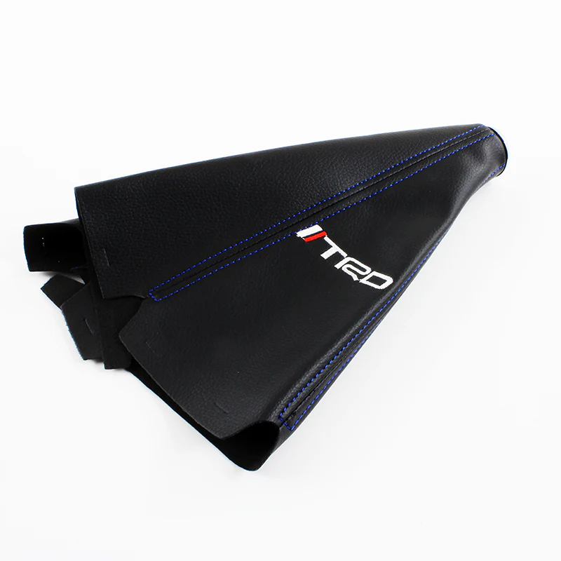 Toyota TRD Black PVC Leather Shifter Boot Cover with Blue Stitches - Image 4