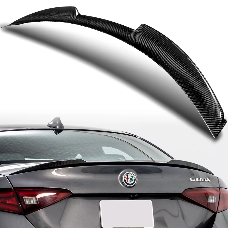 Quadrifoglio Style Rear Trunk Lip Spoiler Wing For 2017-2023 Alfa Romeo Giulia -Real Carbon Fiber - Image 6