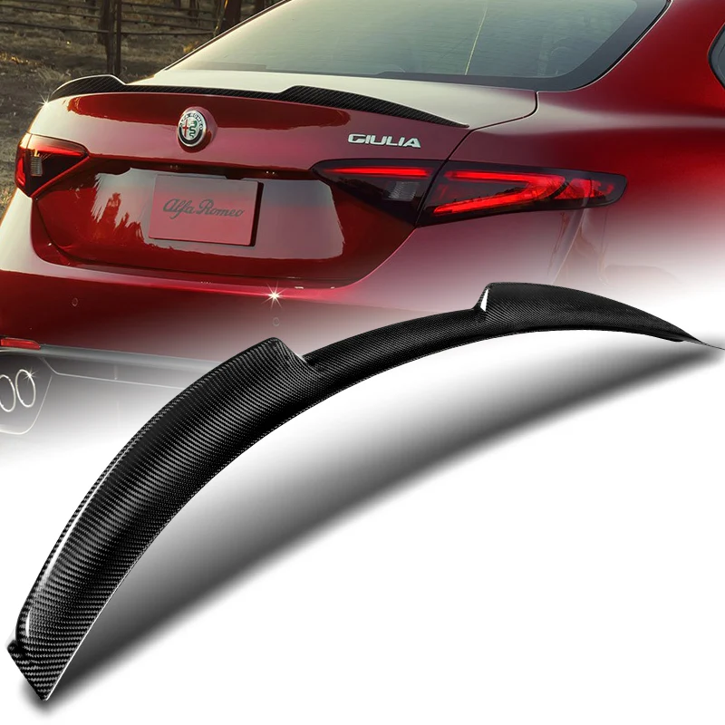 Quadrifoglio Style Rear Trunk Lip Spoiler Wing For 2017-2023 Alfa Romeo Giulia -Real Carbon Fiber - Image 7