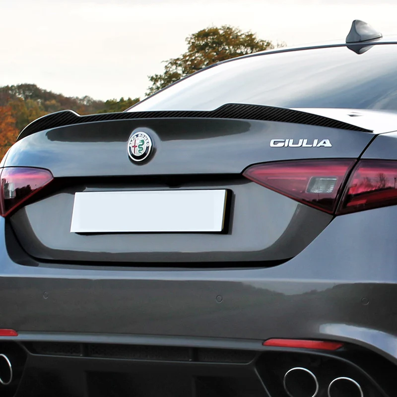 Quadrifoglio Style Rear Trunk Lip Spoiler Wing For 2017-2023 Alfa Romeo Giulia -Real Carbon Fiber - Image 8