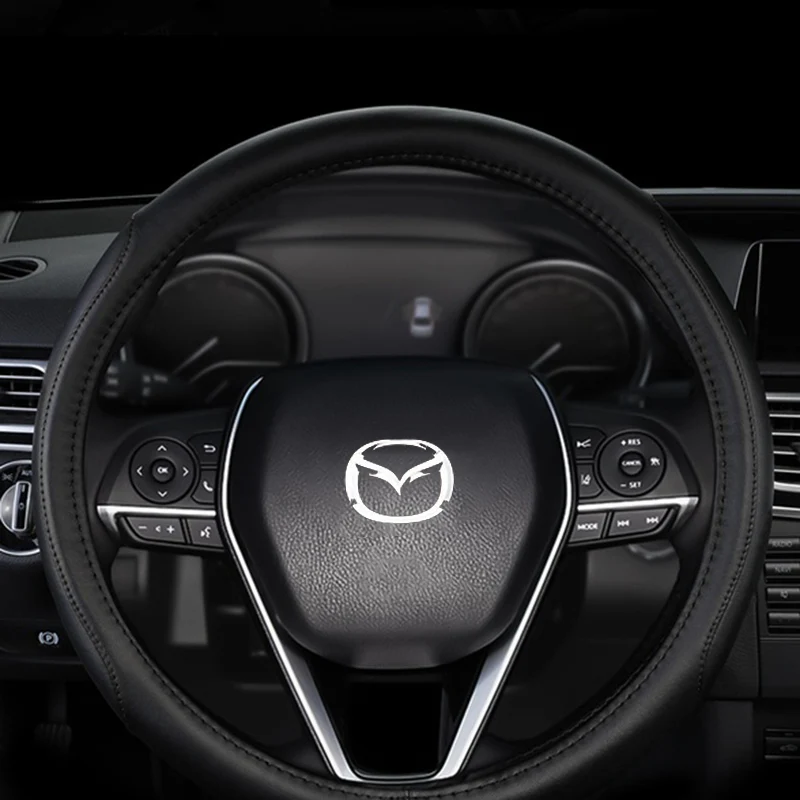 Quality Leather For MAZDA Black 15" Diameter Car Auto Steering Wheel Cover X1 - Image 6