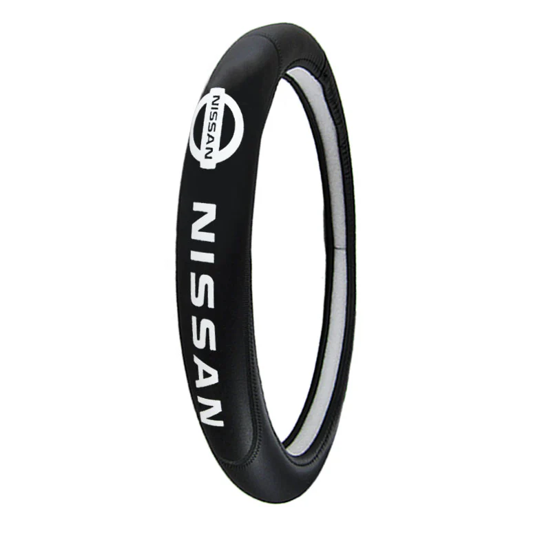 New Faux Quality Leather For NISSAN Black 15" Diameter Car Auto Steering Wheel Cover X1 - Image 2
