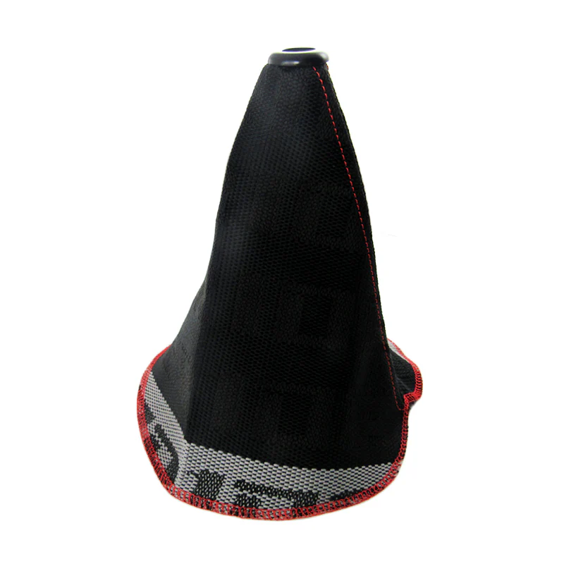 JDM Bride Racing Hyper Fabric shift knob Shifter Boot Cover MT/AT Red Stitches - Image 5